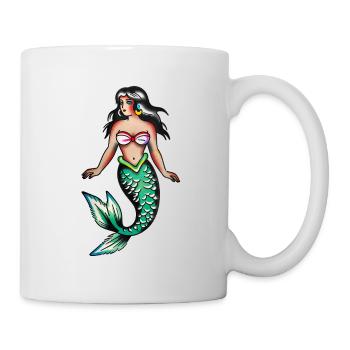 Tatouage de sirène rétro - Mug blanc - blanc - Droite
