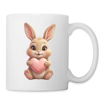 Kuschelhase mit rosa Herz - Tasse - Weiß - Rechts
