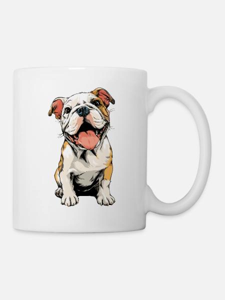 Englische Bulldogge Welpe Illustration - Tasse - Weiß