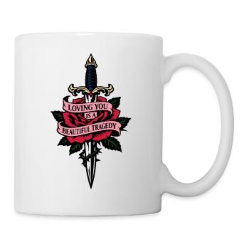 Dolch & Rose | wundervolle Tragödie | Valentine - Tasse - Weiß - Rechts