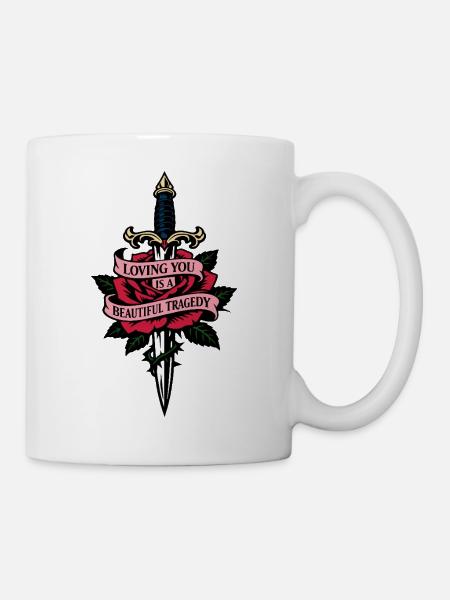 Dolch & Rose | wundervolle Tragödie | Valentine - Tasse - Weiß