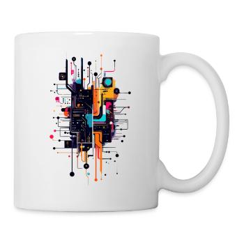 Bunter Circuitprint Leiterplatte Platine Motiv - Tasse - Weiß - Rechts