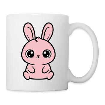 Kawaii Hase Rosa Große Augen Süß - Tasse - Weiß - Rechts