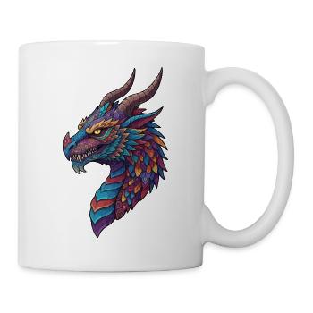Mosaïque du Dragon Coloré - Mug blanc - blanc - Droite