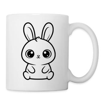 Kawaii Hase Große Augen Süß Vektor - Tasse - Weiß - Rechts