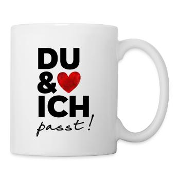 Du & Ich passt - lustiger Valentins Hoodie Shirt - Tasse - Weiß - Rechts