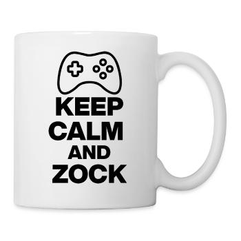 KEEP CALM AND ZOCK! GAMING GAMER KONSOLE PC black - Tasse - Weiß - Rechts