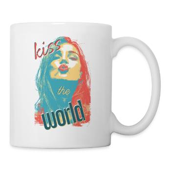 Kiss the World Pop Art Girl Portrait - Mug - white - Right