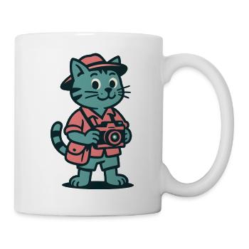 Tourist Cat with Camera Travel - Mug - white - Right