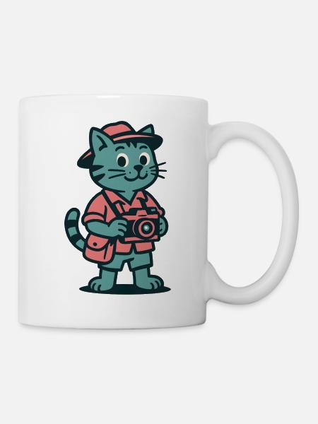Touristenkatze mit Kamerafahrt - Tasse - Weiß