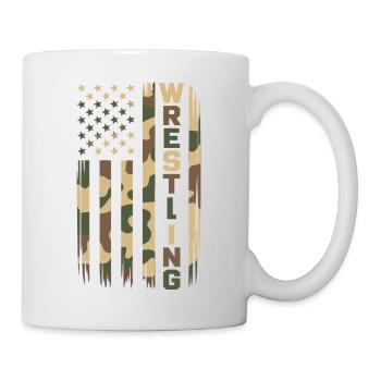 Wrestling USA Flag Camo Patriot Design - Mug - white - Right