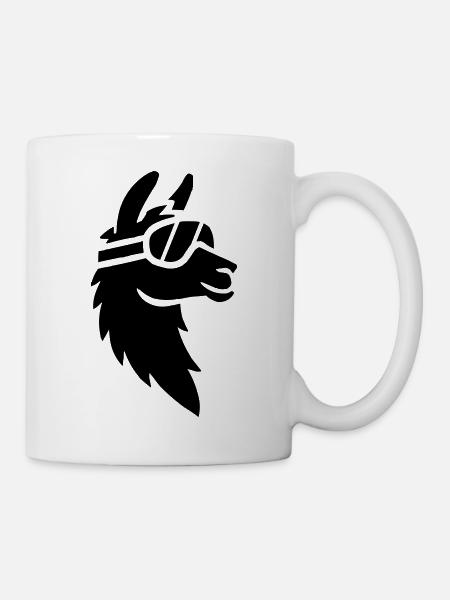Lama mit Skibrille - Tasse - Weiß