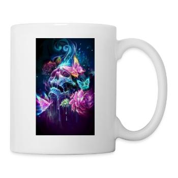 Papillons néon en fleurs - Mug blanc - blanc - Droite