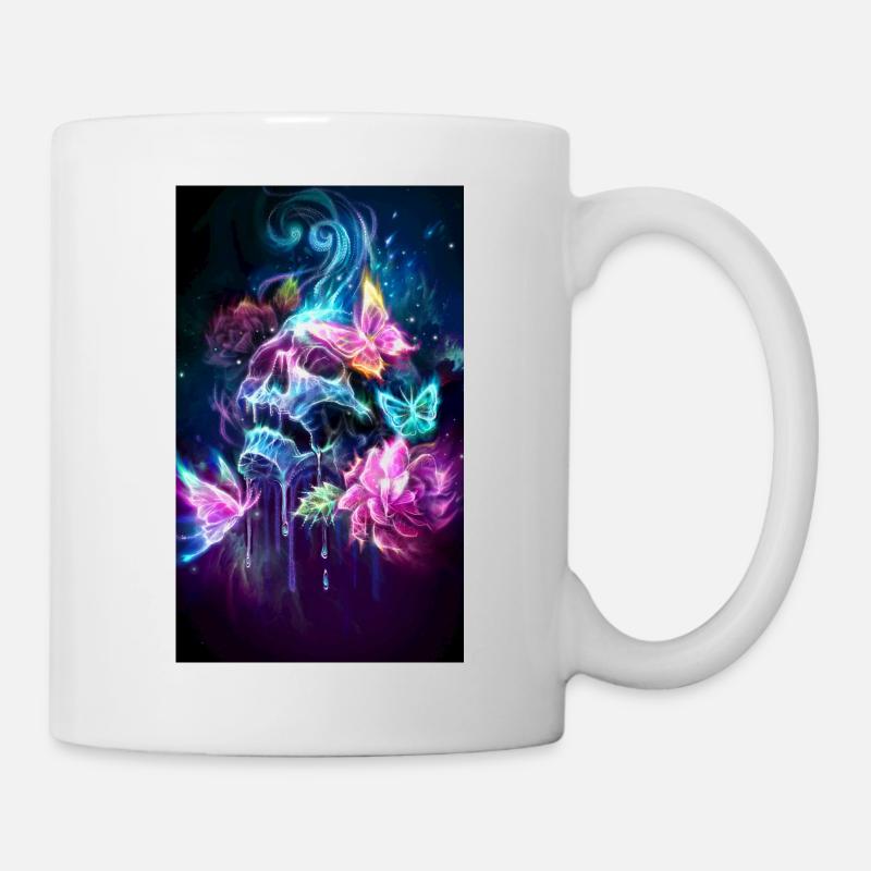 Neon butterflies in bloom - Mug - white