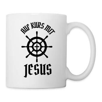 Auf Kurs mit Jesus - Tasse - Weiß - Rechts