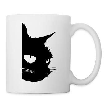 Schwarze Katze Kater  - Tasse - Weiß - Rechts