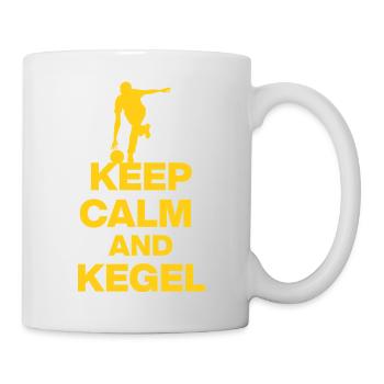 KEEP CALM AND KEGEL, KEGELN, ALLE 9 POWER! PUDEL - Tasse - Weiß - Rechts