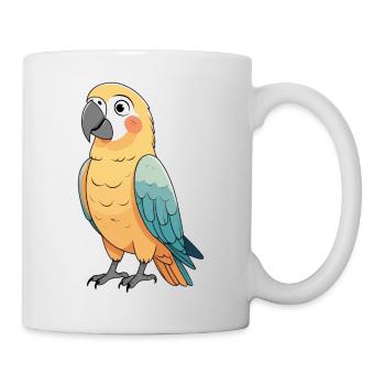 Bunter Papagei Illustration - Tasse - Weiß - Rechts