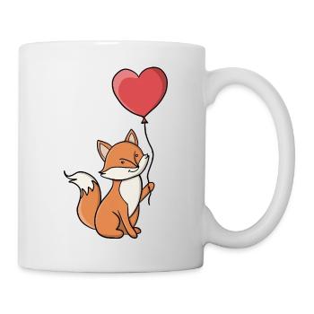 Cute Fox Holding a Red Heart Balloon - Mug - white - Right