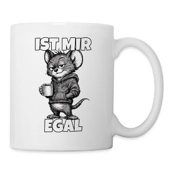 Ist mir egal – Maus mit Kaffee (Sarkasmus) - Tasse - Weiß - Rechts