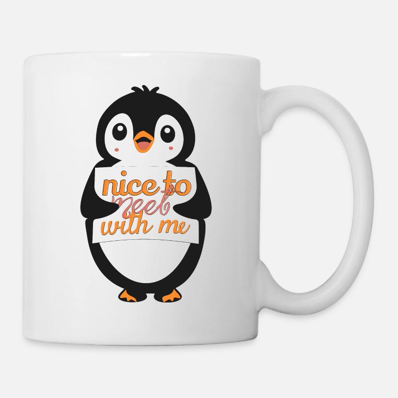 Panneau de bienvenue du Pingouin : ravi de me rencontrer - Mug blanc - blanc