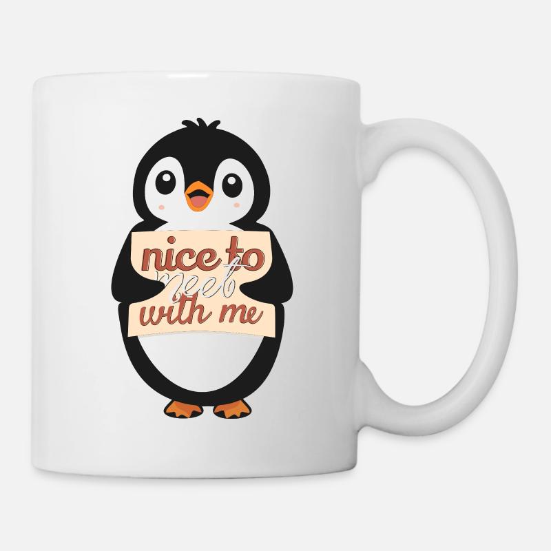 Nice to meet with me - Penguin Sign - Mug - white