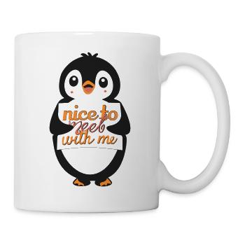 Penguin Banner : Ravi de me rencontrer - Mug blanc - blanc - Droite