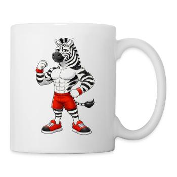 Starkes Zebra Bodybuilder Fitness Training Muskula - Tasse - Weiß - Rechts