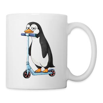 Süßer Pinguin Scooter Cartoon Freundschaft - Tasse - Weiß - Rechts