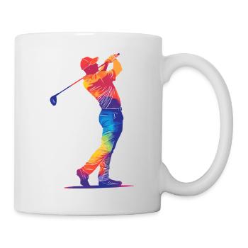Bunter Golfer-Schwung - Tasse - Weiß - Rechts