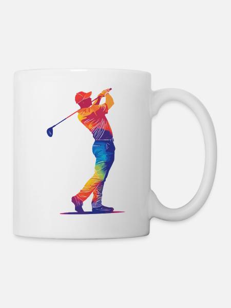 Bunter Golfer-Schwung - Tasse - Weiß