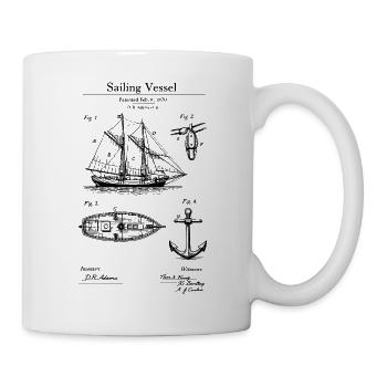 Klassisches Segelschiff-Bauplan - Tasse - Weiß - Rechts