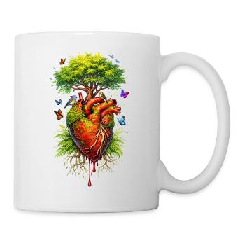 A tree grows on an anatomical heart - Mug - white - Right