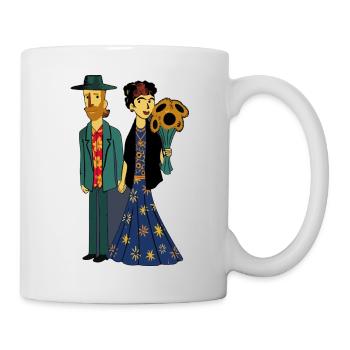 Loving couple with sunflower bouquet - Mug - white - Right