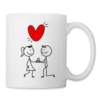 Rotes Herz auf Schwarz - Tasse - Weiß - Rechts