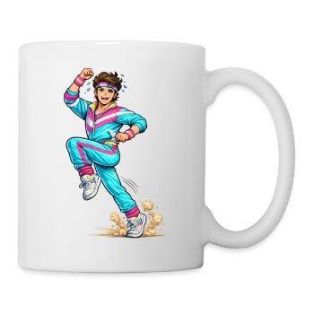 Energischer Retro-Aerobic-Mann - Tasse - Weiß - Rechts