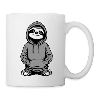 Sweat à capuche Slow-Chill Sloth - Mug blanc - blanc - Droite