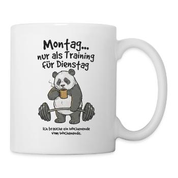 Panda Montagstraining: Von Montag zu Dienstag - Tasse - Weiß - Rechts