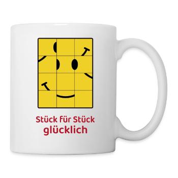 Stück für Stück glücklich – Smiley Puzzle - Tasse - Weiß - Rechts