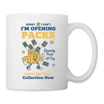 Tut mir leid, ich kann nicht, ich öffne Packs, Sammelkarten-Booster - Tasse - Weiß - Rechts