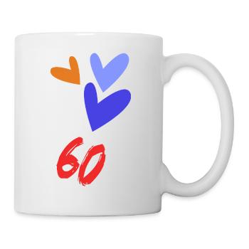 60. 60 JAHRE. 60-JÄHRIGES JUBILÄUM. 60. GEBURTSTAG. - Tasse - Weiß - Rechts