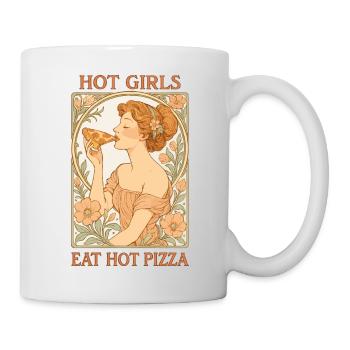 Art Nouveau Pizza: Hot Girls Eat Hot Pizza - Mug - white - Right