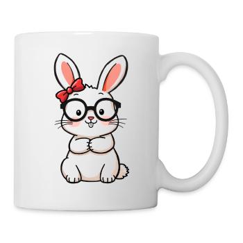 Kaninchen mit Brille - Tasse - Weiß - Rechts