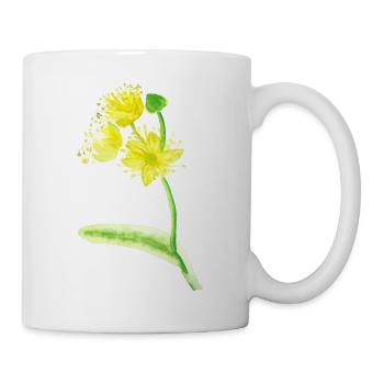 Gelbe Lindenblüte Illustration - Wasserfarben - Tasse - Weiß - Rechts