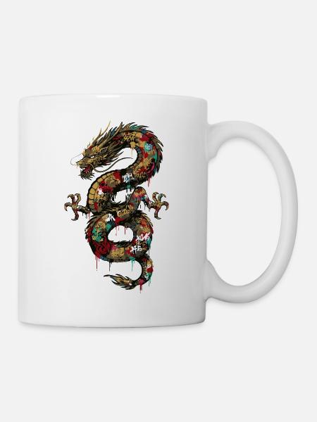 Graffiti Drache Streetart Tattoo Kunst - Tasse - Weiß