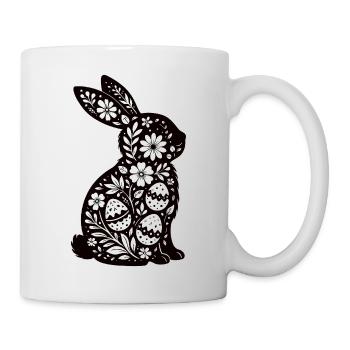 Osterhase Florale Silhouette - Tasse - Weiß - Rechts