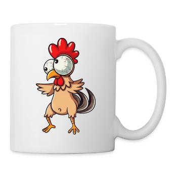 Cute cartoon chicken clumsy hen with big - Mug - white - Right