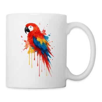 Bright Macaw Parrot: Watercolor Art & Colors - Mug - white - Right