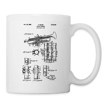 Trompete – Technische Zeichnung Vintage-Patent - Tasse - Weiß - Rechts