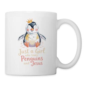 Königlicher Pinguin: Liebe zu Jesus - Tasse - Weiß - Rechts